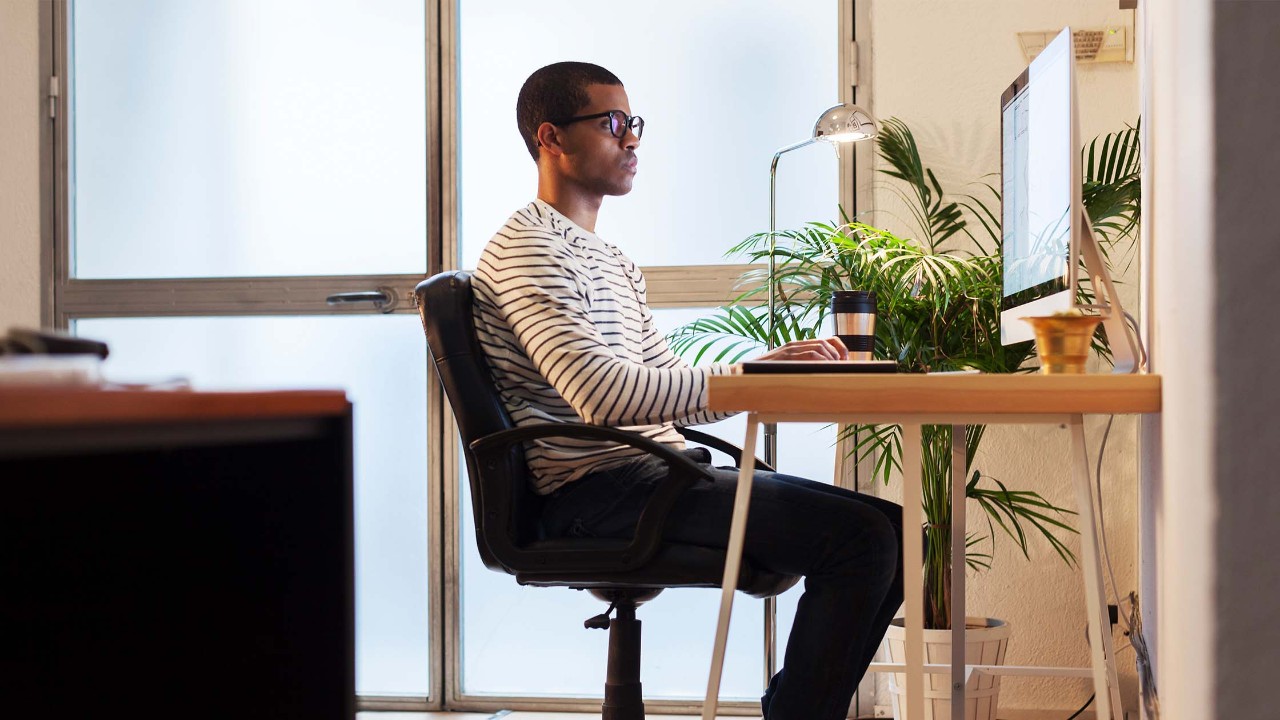 Creative man working in home office